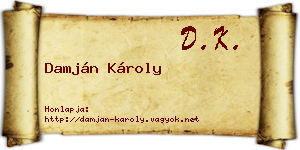 Damján Károly névjegykártya